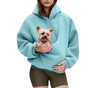 Pet Sling Hoodie, Pet Hoodie Carrier, Teddy Fleece, Ultra-Soft Warm for Autumn & Winter (Sky Blue,X-Large)