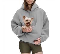 Pet Sling Hoodie Teddy Fleece Ultra-Soft Warm Pet Hoodie Carrier for Cats & Small Dogs 2-15 Lbs, Unisex Fit (Gray,M)