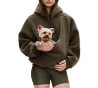 Pet Sling Hoodie Teddy Fleece Ultra-Soft Warm Pet Hoodie Carrier for Cats & Small Dogs 2-15 Lbs, Unisex Fit (Brown,XL)