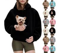 Pet Sling Hoodie, Unisex Kangaroo Pocket for Autumn & Winter, Pet Care Hoodie, for Small & Cats,Puppy Kitten Dogs Holder (Black,X-Large)