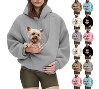Pet Sling Hoodie, Unisex Kangaroo Pocket for Autumn & Winter, Pet Care Hoodie, for Small & Cats,Puppy Kitten Dogs Holder (Grey,X-Large)