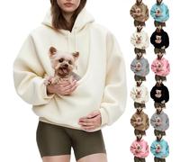 Pet Sling Hoodie, Unisex Kangaroo Pocket for Autumn & Winter, Pet Care Hoodie, for Small & Cats,Puppy Kitten Dogs Holder (White,Large)
