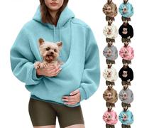 Pet Sling Hoodie, Unisex Kangaroo Pocket for Autumn & Winter, Pet Care Hoodie, for Small & Cats,Puppy Kitten Dogs Holder (Blue,Large)