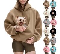 Pet Sling Hoodie, Unisex Kangaroo Pocket for Autumn & Winter, Pet Care Hoodie, for Small & Cats,Puppy Kitten Dogs Holder (Khaki,X-Large)