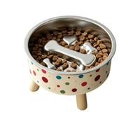 Pet Slow Feeder Bowl - Pet Stainless Steel Raised Eating Bowl