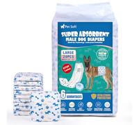 Pet Soft Pañales Desechables para Perros, 20 Unidades, para Perros Macho, Altamente absorbentes, con indicador de Humedad y a Prueba de Fugas (L-20 Unidades)