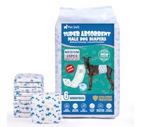 Pet Soft Pañales Desechables para Perros, 20 Unidades, para Perros Macho, Altamente absorbentes, con indicador de Humedad y a Prueba de Fugas (M-20 Unidades)