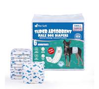 Pet Soft Pañales Desechables para Perros, 50 Unidades, para Perros Macho, Altamente absorbentes, con indicador de Humedad y a Prueba de Fugas (S-50 Unidades)