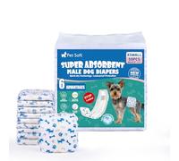 Pet Soft Pañales Desechables para Perros, 50 Unidades, para Perros Macho, Altamente absorbentes, con indicador de Humedad y a Prueba de Fugas (XS-50 Unidades)