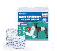 Pet Soft Pañales Desechables para Perros, 50 Unidades, para Perros Macho, Altamente absorbentes, con indicador de Humedad y a Prueba de Fugas (M-50 Unidades)