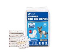 Pet Soft Pañales Desechables para Perros machos, 20 Unidades, Pañales para Perros machos, pañales súper absorbentes para Cachorros, para incontinencia con indicador de Humedad (XS-20 Unidades)