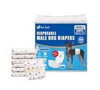 Pet Soft Pañales Desechables para Perros machos, 50 Unidades, pañales superabsorbentes para Cachorros, pañales para incontinencia con indicador de Humedad (S-50 Unidades)