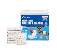 Pet Soft Pañales Desechables para Perros machos, 50 Unidades, pañales superabsorbentes para Cachorros, pañales para incontinencia con indicador de Humedad (XS-50 Unidades)