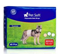 Pet Soft Pañales Desechables para Perros machos, pañales para Cachorros, 48 Unidades, M, Paquete de 1