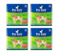 Pet Soft Pañales Desechables para Perros machos, pañales para Cachorros, 48 Unidades, M, Paquete de 4