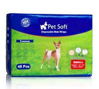 Pet Soft Pañales Desechables para Perros machos, pañales para Cachorros, 48 Unidades, S, Paquete de 1