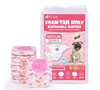 Pet Soft Pañales Desechables para Perros y Gatos, 20 Unidades, Con Agujero Ajustable para la Cola (M)