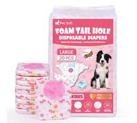 Pet Soft Pañales desechables para perros y gatos, 20 unidades, para perras, con agujero ajustable para la cola (L-20 unidades)