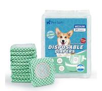 Pet Soft Pañales desechables para perros y gatos, 24 unidades de pañales para gatos altamente absorbentes, pañales para perros M con agujero ajustable para la cola
