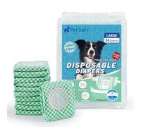 Pet Soft Pañales desechables para perros y gatos, 24 unidades de pañales para gatos de alta absorción para perras L con agujero ajustable para la cola
