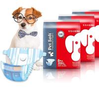 Pet Soft Pañales Suaves para Mascotas, Vaqueros superabsorbentes, Pañales Desechables para Mascotas, Estilo de Vaquero, Pañales para Perro, 3 Bolsas, 24 Unidades (S 24count)