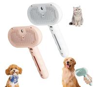 Pet Spray Hair Removal Comb, Cat Steam Brush With Water Tank, Steam Brush for Dogs, Cat Brush With Steam, Pet Grooming Brush With Spray for Cats Dogs (Light Pink+White)