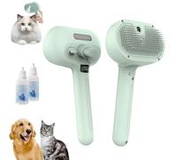 Pet Spray Hair Removal Comb for Dogs, Pet Grooming Brush, 3 In1 Cat Steams Brush, Pet Spray Brush, Rechargeable Cleaning Spray Comb For Cat And Dog, Includes Waterless Shampoo(Green)