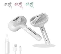 Pet Spray Hair Remover Comb, Dog Steam Grooming Brush, 3 in 1 Pet Spray Comb with Handle, Massage Brushes for Long Short Haired Cats Dogs Rabbit(White)