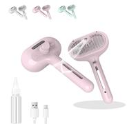 Pet Spray Hair Remover Comb, Dog Steam Grooming Brush, 3 in 1 Pet Spray Comb with Handle, Massage Brushes for Long Short Haired Cats Dogs Rabbit(Pink)