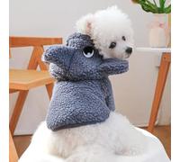 Pet Spring Bright Clothing Source Factory Otoño e Invierno Cálida Franela de dibujos animados Serie Transformation de dos patas (sudadera con capucha de tiburón, L)