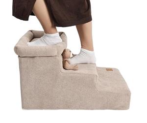Pet Stairs for Dogs - Anti Slip Cat Stair | 60x40x40cm Step Ladder with Stable Support Design, Foam Ramp with Soft Cover, Indoor Climbing Steps for High Bed Couch Recovery Period Bedroom Living Room