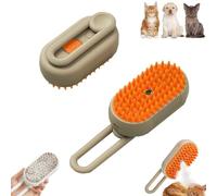 Pet Steam Groomer Comb,3 in 1 Cat Steam Brush Pet Hair Steamy Brushes,Pet Steam Spray Hair Removal Comb with Rotatable and Foldable Handle (Khaki)