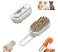 Pet Steam Groomer Comb,3 in 1 Cat Steam Brush Pet Hair Steamy Brushes,Pet Steam Spray Hair Removal Comb with Rotatable and Foldable Handle (White)