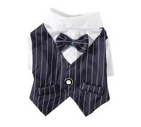 Pet Suit with Bow Decor Striped | Breathable Dog Cat Wedding Shirt | Stylish Spring Summer Outfit for Special Occasions | Easy On/Off (XXL)