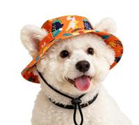 Pet Sun Hat For Cats Puppies Small Dogs, Breathable Dome Summer Cap with Ear Holes, Adjustable Chin Strap UV Protection Sunshade, Lightweight Cotton For Outdoor Travel Walking, S/M/L