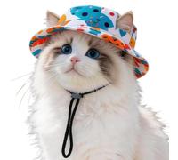 Pet Sun Hat for Cats, Round Brim Sunlight Blocking Ear Hole Design Lightweight Cat Dog Sun Protection Hat Costume Accessory, for Outings Photography Sports Camping Picnic Beach Holiday Use