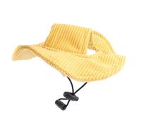 Pet Sun Hat with Ear Holes | Soft Corduroy & Adjustable Drawstring | Sun Protection for Cats/Dogs | Lightweight & Comfortable for Outdoor Activities (XS)