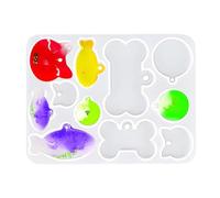 Pet -Tag - Molde de resina para hueso de perro, , corazón, forma de huella | Fabricante de etiquetas de identificación epoxi, llavero, forma de amuleto, carcasa para colgante UV, accesorio
