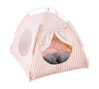 Pet Tent for Cats, Dog Tent Indoor Semi-Enclosed, Comfortable Resting Cushion, Removable Mesh, Washable Design, Cozy Bed for Bunnies, Small Animals, 14.17x14.17x14.17 Inches