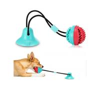 Pet Toys Teething Balls with Leaking Sounds Teething Balls with Tensioned Suction Cups for Cleaning Teeth Interactive Toys for Dogs and Cats Blue