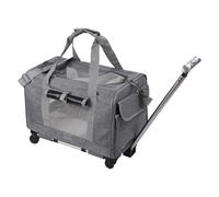 Pet Travel Suitcase - Wheeled Puppy Transport Bag, Compact Cat Crate | Ready Rolling Companion Comfort Shelter Design, Detachable Caster Base Retractable Pull Rod Sling Assemb