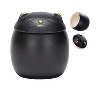 Pet Urn, Cremation Jars, Compact Ceramic Material Elegant Finish Lightweight Secure Closure Portable Sturdy Base, Ashes Container for Cat Dog Memorial Keep Family, 4.21 * 4.92 Inches, Black