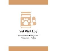 Pet Vet Visit Log Book: Veterinary Visit Tracker for Pets - Appointments, Diagnosis, Treatment & Health Journal