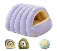 Pet Winter Cave, Warmth Cozy Comfort Plush Pet Cave, Cozy Monster Cat Bed, Removable Washable for Cats and Small Dogs (Purple,L)