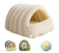 Pet Winter Cave, Warmth Cozy Comfort Plush Pet Cave, Cozy Monster Cat Bed, Removable Washable for Cats and Small Dogs (Beige,M)