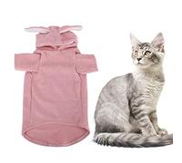 Pet Winter Clothes | Rabbit Ear Hooded Design for Cats & Small Dogs | Keep Warm Cute Costume for Autumn/Winter/Holidays | 5 Sizes, 2 Colors (L)