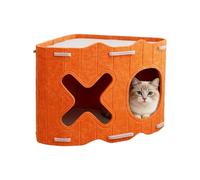 Pet Wool Hideaway - Salón felino cerrado con aberturas, refugio de anidación de fieltro cálido para gatos y perros pequeños, diseño ligero y portátil, ideal para retiros en clima frío, dormitorios