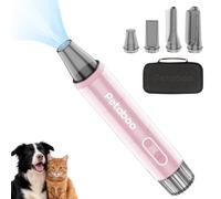 petaboo Secador de pelo de perro de iones negativos de eliminación estática, soplador de aseo de mascotas ajustable sin escalonamiento, compacto y ligero, equipado con 4 boquillas para perros grandes