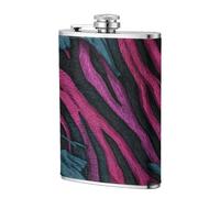 Petaca abstracta de bolsillo con diseño de cebra, color negro y rosa, 226.8 g, banderas de acero inoxidable para papá, padrino de boda, viajes, camping