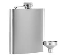 Petaca de acero inoxidable 304 de 8 oz y embudo - Antifugas - Para transportar alcohol - Petaca de acero inoxidable para hombres y mujeres (plateado)
